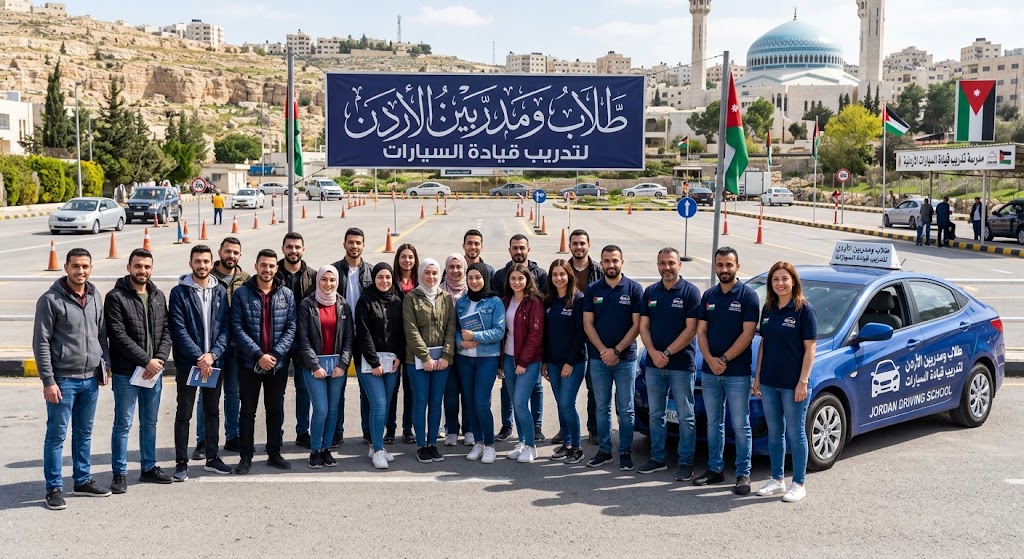 طلاب ومدربين الاردن لتدريب قيادة السيارات